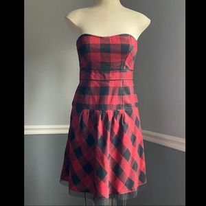 BOGO FREE NWT AE Red & Black plaid dress